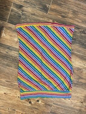 Y2K Wet Seal Rainbow Stripe Tube Top | Multicolor Striped Stretch Top | Size L